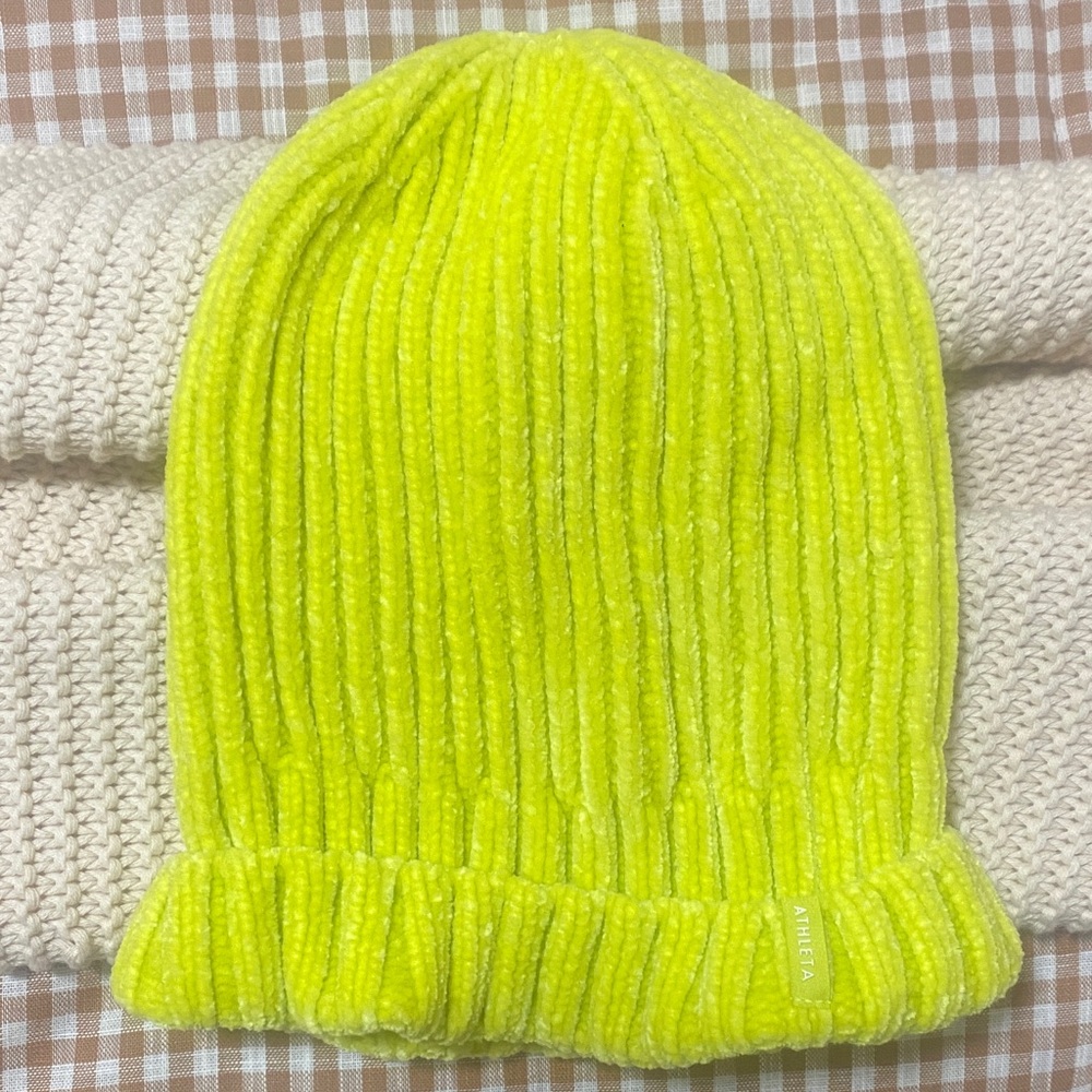 Athleta Neon Yellow Knit Beanie